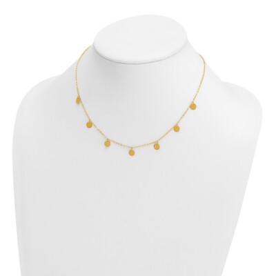 Pre-owned Diamond2deal 14k Yellow Gold Circle Dangle Discs With 18" Chain Necklace 1.81gram