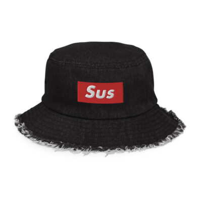 Imposter Suspect Among Us Distressed denim bucket hat
