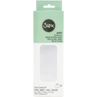 Sizzix Surfacez Texture Roll Silver Metallic Die Cutting 6in x 48in #664913