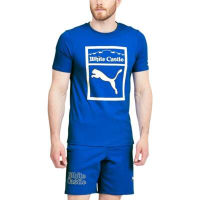 

Puma X White Castle Crew Neck Футболка с коротким рукавом Мужские размеры  Повседневные топы 53274, Синий, Puma X White Castle Crew Neck Short Sleeve TShirt