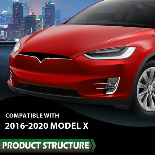 Front Bumper Upper Grille Trim Molding Chrome Fit For 2016-2020 Tesla Model X