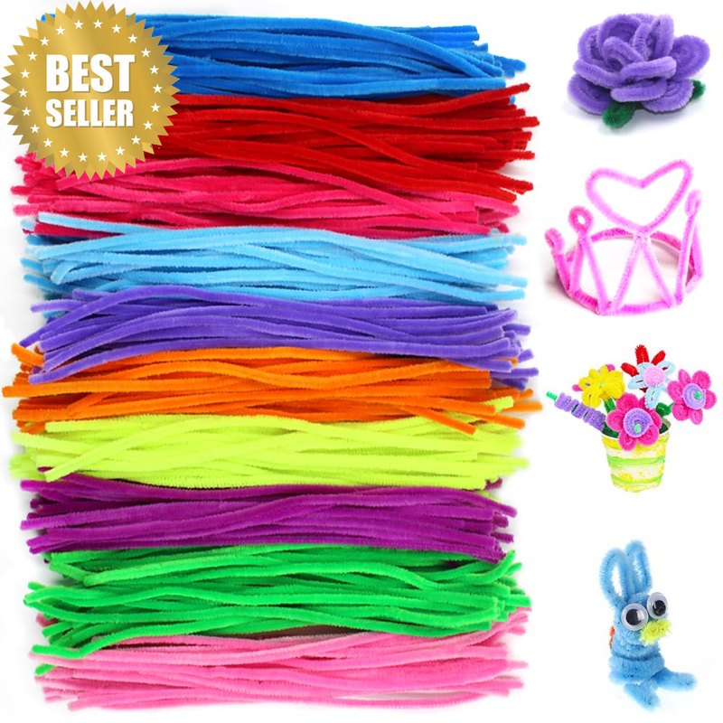 300 PCS Pipe Cleaners Craft, Chenille Stems Fuzzy Sticks Handmade Gifts Creative