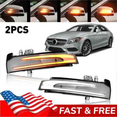 2X Switchback Side Mirror Light w/Sequential Turn Signal For Benz W204 W212 W221