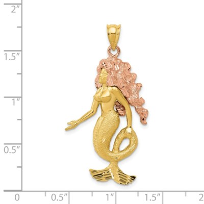 Pre-owned Superdealsforeverything Real 14kt Two-tone Mermaid Charm
