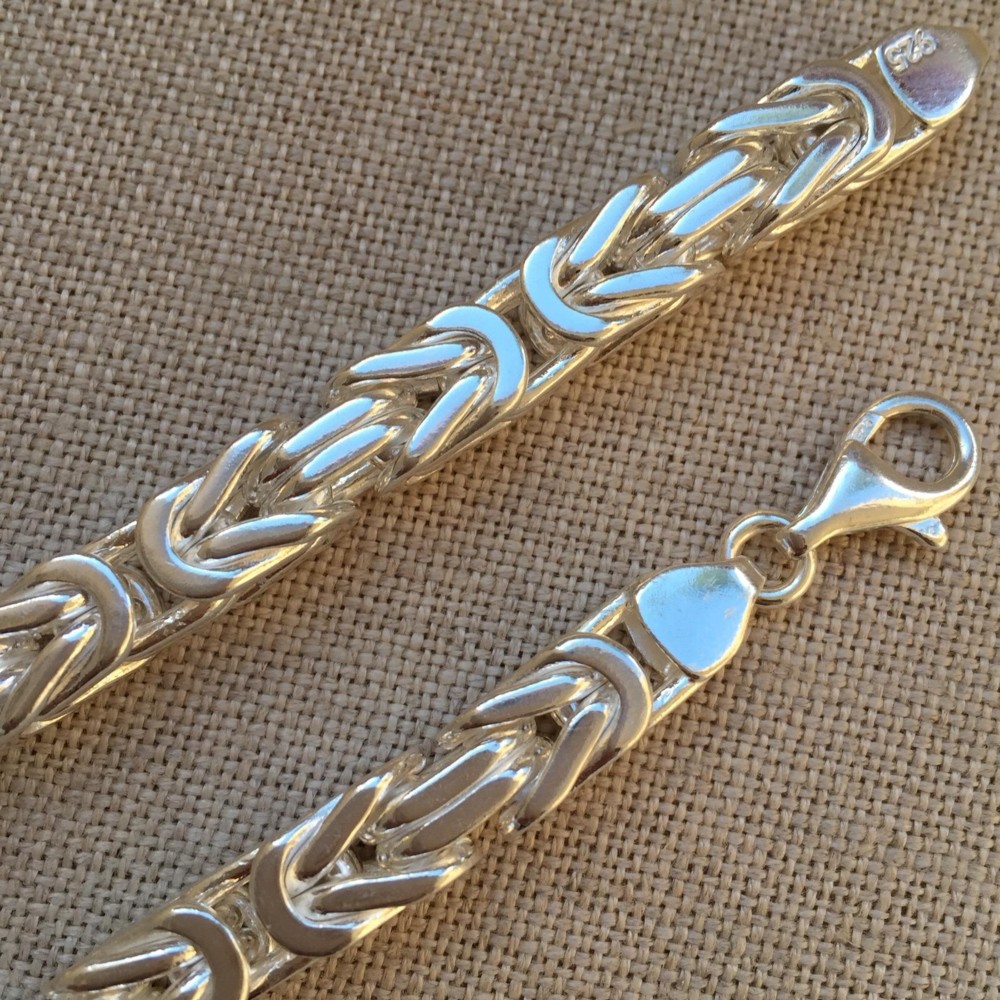 Pre-owned Handmade 8mm 925 Sterling Silver Mens Chain Necklace Byzantine Silver Chain 20inch 175gr