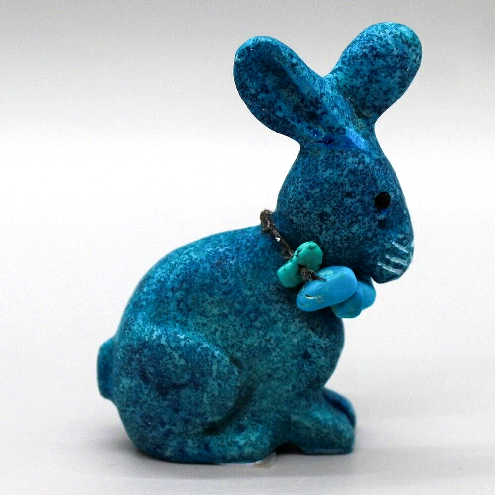 ZUNI FETISH-ALABASTER BLUE EASTER BUNNY RABBIT FETISH by ANDRES LEMENTINO
