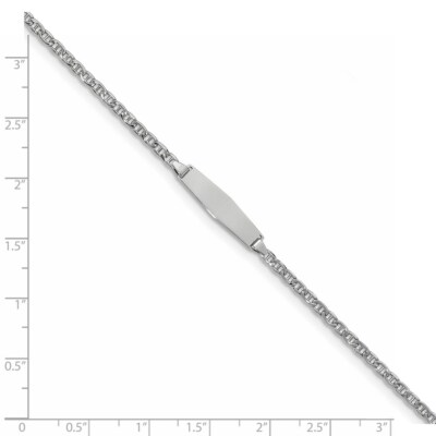 Pre-owned Superdealsforeverything Real 14kt White Gold Semi-solid Soft Diamond Shape Anchor Id Chain Bracelet