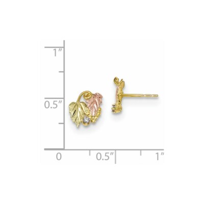 Pre-owned Skyjewelers Real 10k Yellow Gold Tri-color Black Hills Gold Diamond Post Earrings