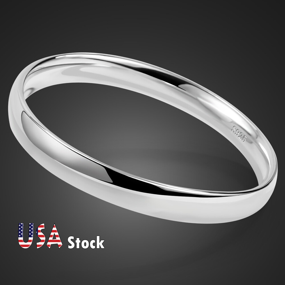 アクセサリー FLAT BANGLE, STERLING SILVER 925 C-SHAPE 925 Sterling Silver Hinged Curved Flat Band Bangle Bracelet