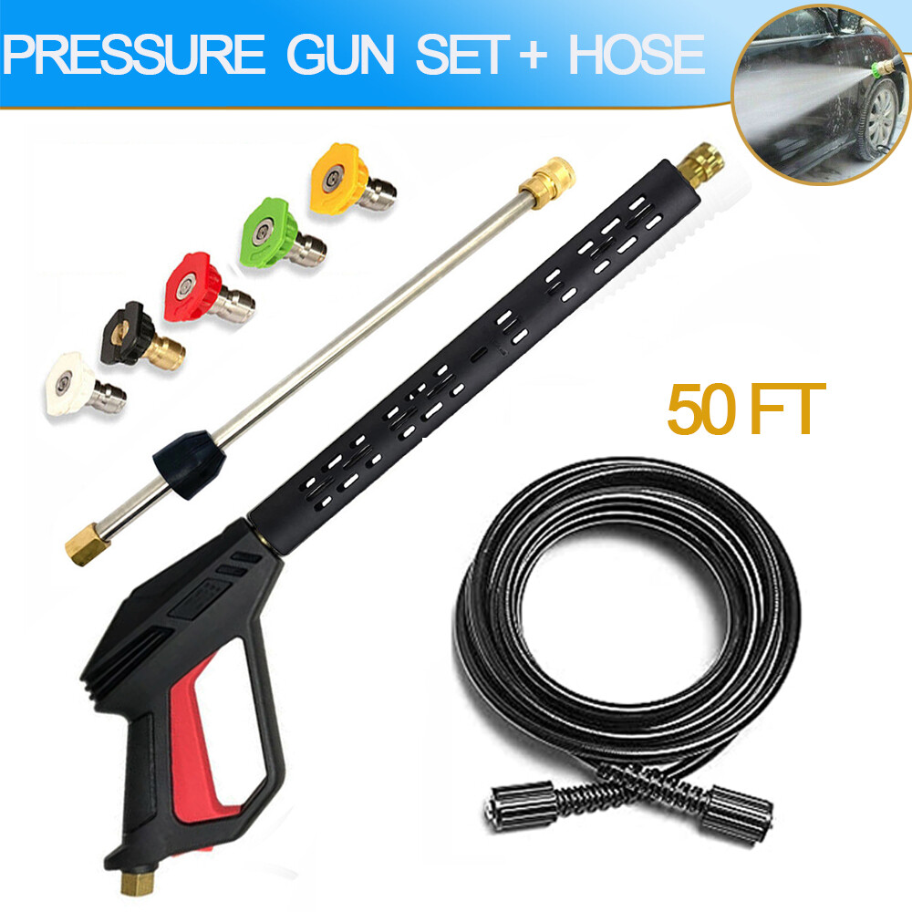 4000PSI High Pressure Car Power Washer Spray Gun Wand Lance Nozzle W/ 50FT Hose
