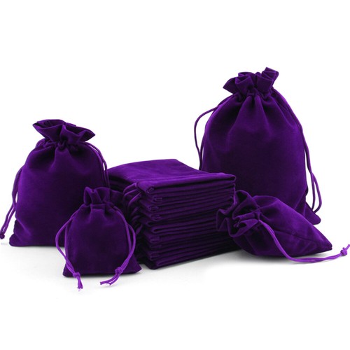 25-100 Velvet Drawstring Pouch Jewelry Baggie Ring Party Wedding Gift Bag Set