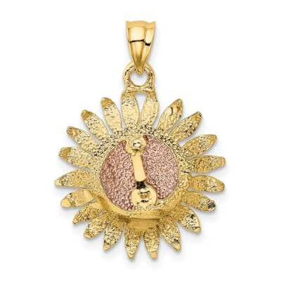 Pre-owned Skyjewelers Real 14kt Two-tone Polished Sunflower Pendant