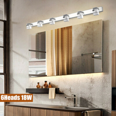 Front Wall Lamp Modern 6 Heads Bathroom Vanity LED Crystal Mirror Light Fixture