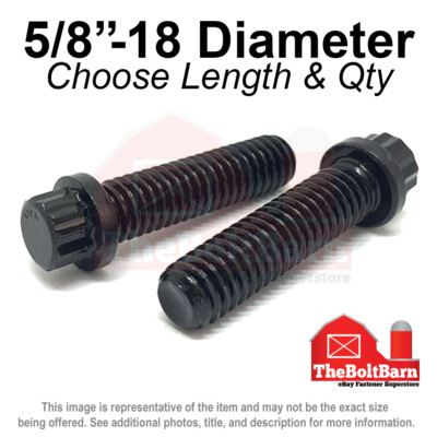 5/8''-18 FINE 12-Point Flange Screws Alloy Steel Black (Pick Length & Qty)
