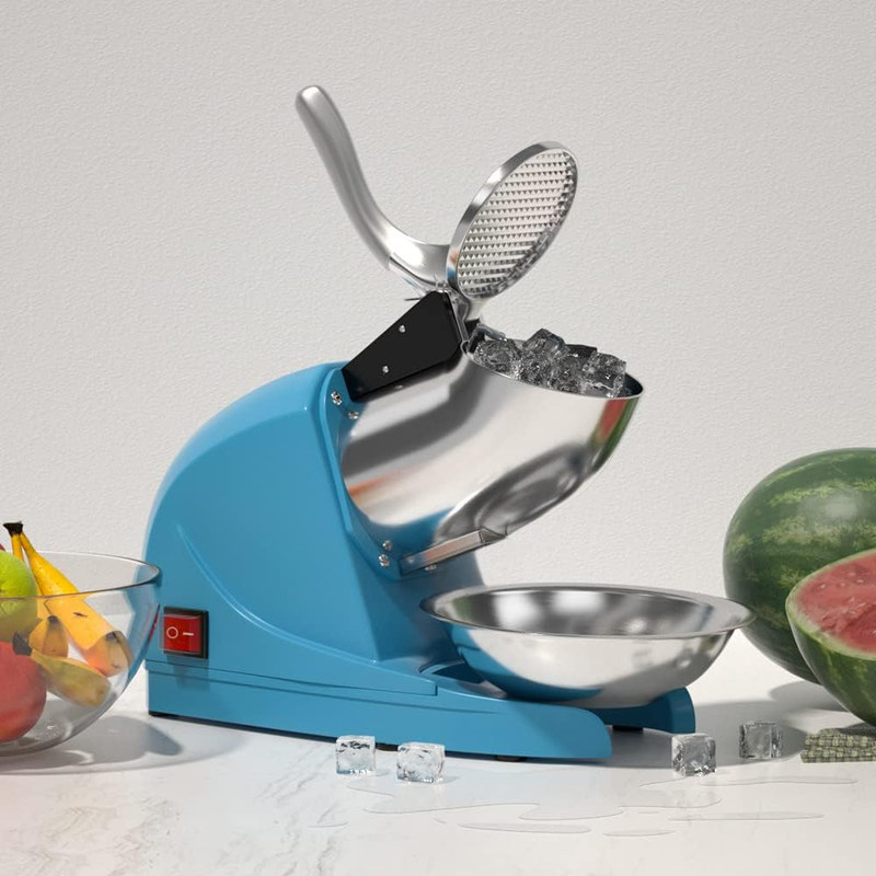 Ice Shaver Prevent Splash Electric Three Blades Snow Cone Maker Stainless Steel