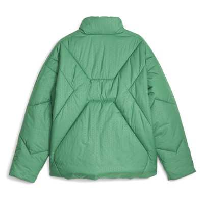 Pre-owned Puma Luxe Sport T7 Full Zip Bomber Jacket Womens Green Casual Athletic Outerwear