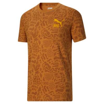 

Puma 67527374 Мужская футболка с круглым вырезом и короткими рукавами с рисунком Aop Повседневная -, Коричневый, Puma Aop Graphic Crew Neck Short Sleeve
