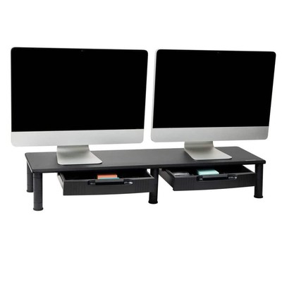 Mind Reader Desktop Organizer 38.5''X11'' Dual Monitor Stand Adjustable Black