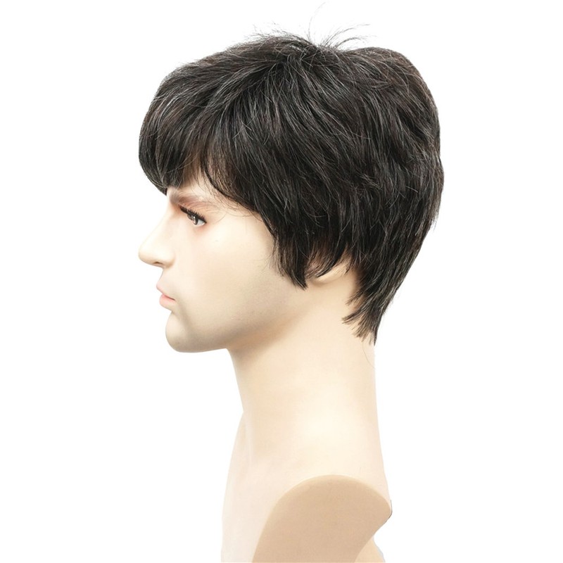 Cosplay Wig Handsome Mens Wavy Full Hair Wigs Men Short Black