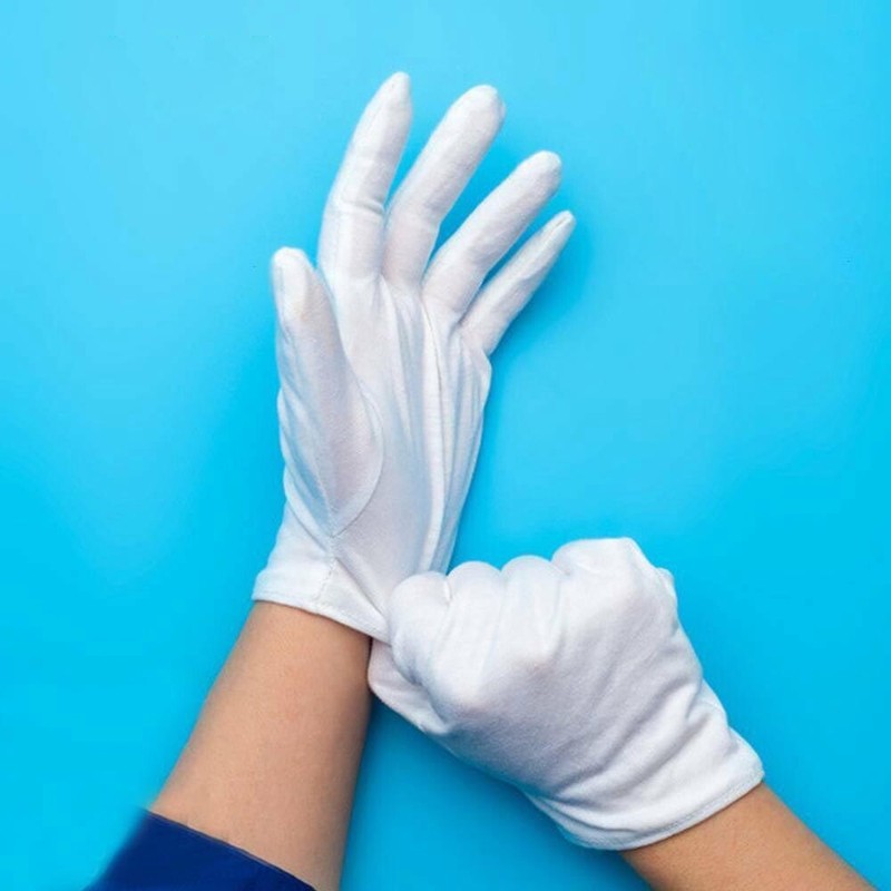 12Pairs White Cotton Gloves Beauty Moisturising Eczema Butler Waiter