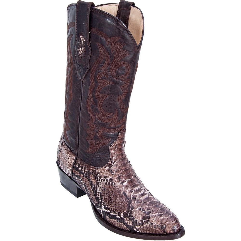 Pre-owned Los Altos Boots Los Altos Men Rustic Brown Genuine Python Snake Western Cowboy Boot R-toe D
