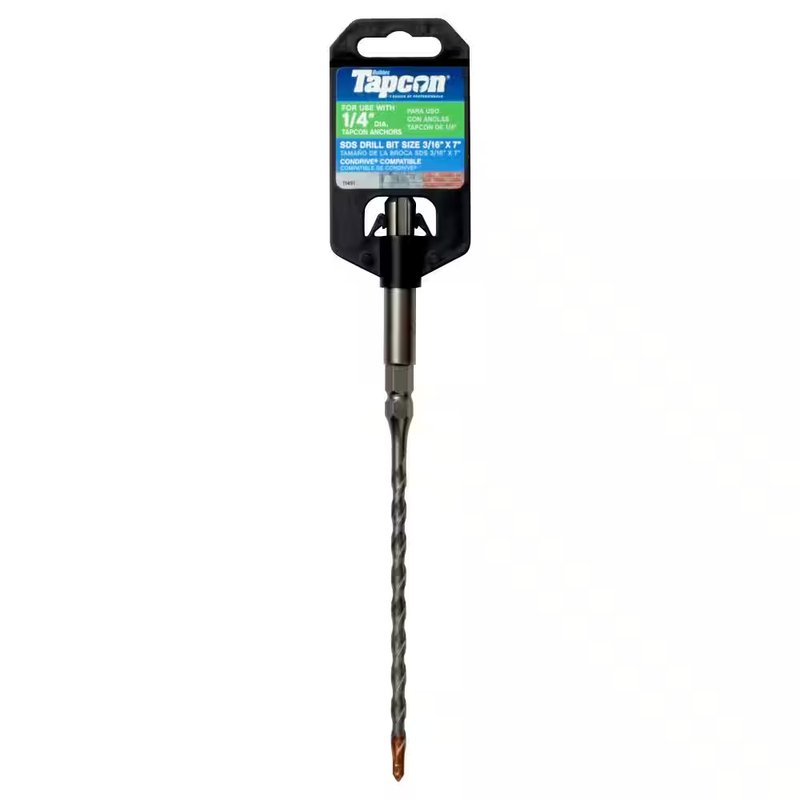 Tapcon SDS Drill Bit Masonry Concrete Hammer Drill Carbide Tip Anchor Bit