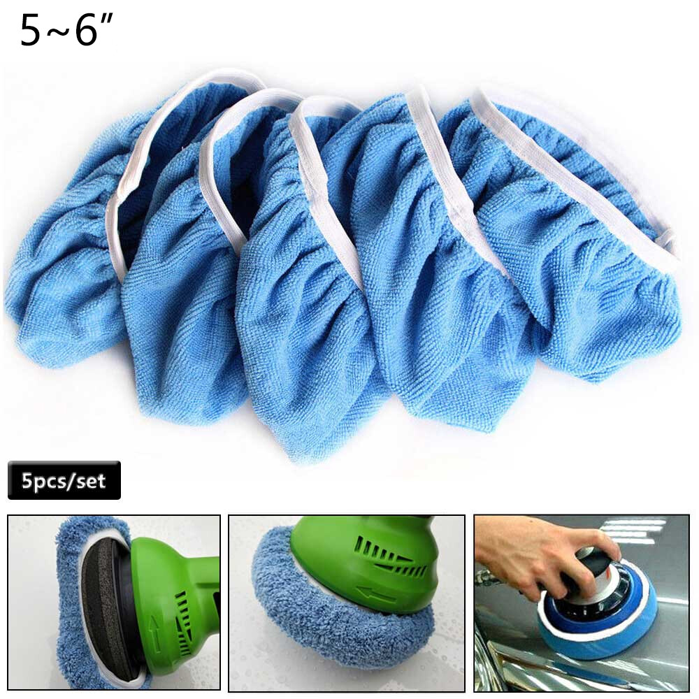 5PCS 5-10inch Car Waxing Polisher Pads Microfiber Polishing Bonnet Buffing Cover
