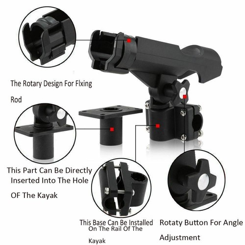 4PACKS Boat Fishing Pole Rod Holder Tackle Adjustable Side Rail Mount For Kayak