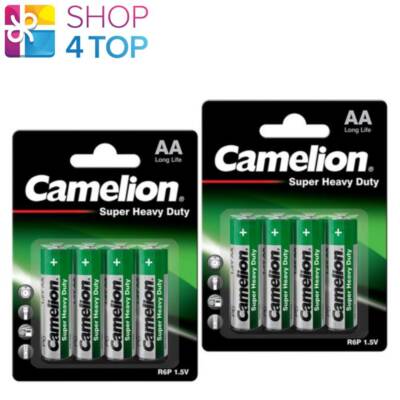 8 Camelion AA Batteries R6P UM3 Super Heavy Duty Long Life 1.5V 4BL EXP 2027 New