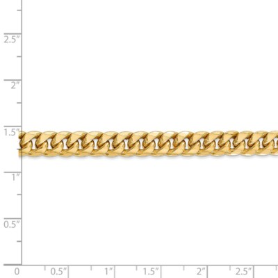 Pre-owned Superdealsforeverything Real 14kt Yellow Gold 6.75mm Semi-solid Miami Cuban Chain Chain Bracelet; 7 Inch