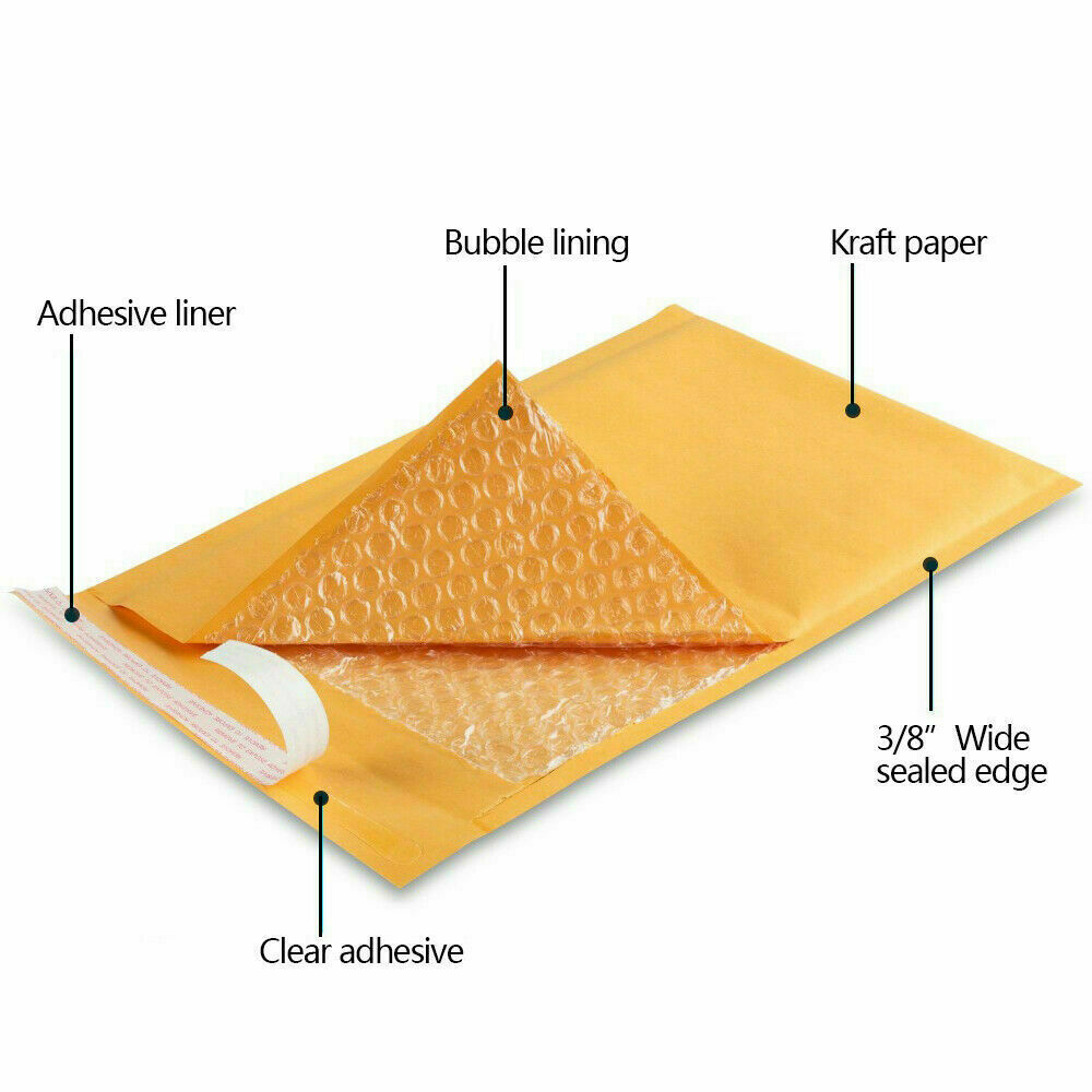 50 Pack - 7.25"x12" #1 Kraft Bubble Mailers Padded Envelope Shipping Bags Seal!