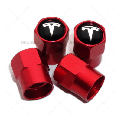 Hex Tesla Logo Emblem Car SUV Wheels Tire Air Valve Caps Stem Dust Cover Sport