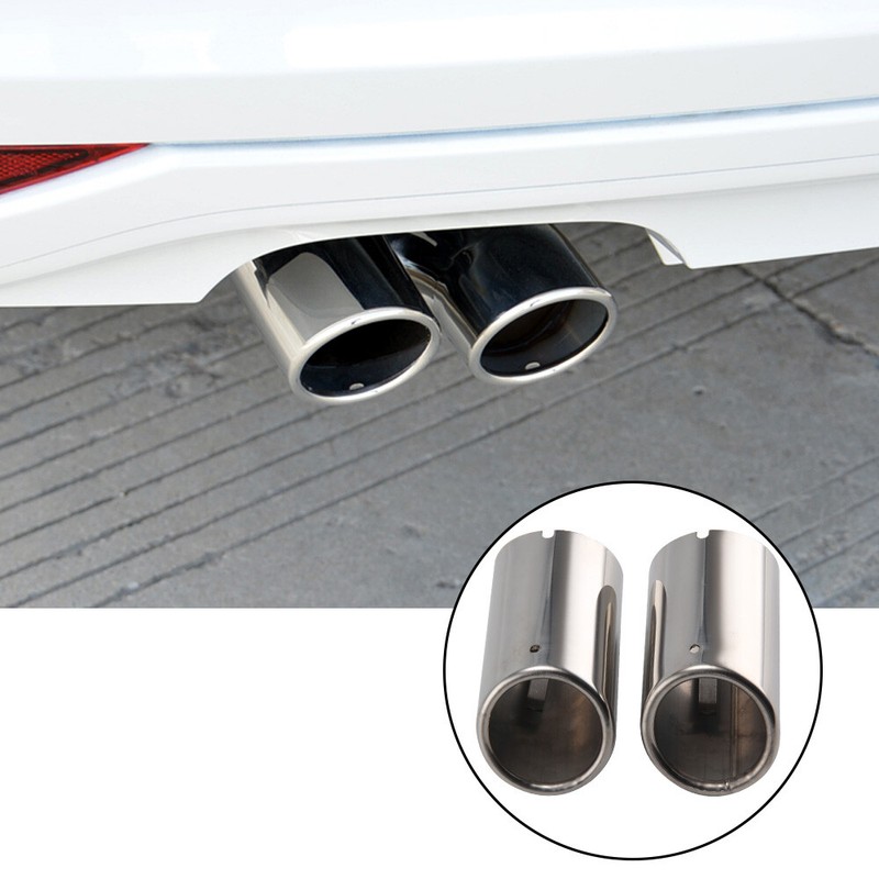 2 × Edelstahl Endrohre Auspuff Auspuffblende Silber für VW Golf 6 7 VII Tiguan