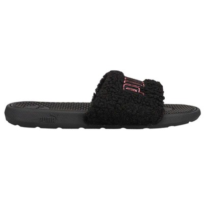 Черные повседневные сандалии Puma Cool Cat Sherpa Slide Youth Girls 383662-01