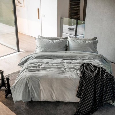 Housse de couette double grise Emanuela Galizzi Myrtle Pied de Poule