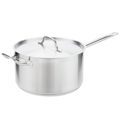 10 Qt Stainless Steel Aluminum-Clad Commerical Sauce Frying Pan w Lid Induction 