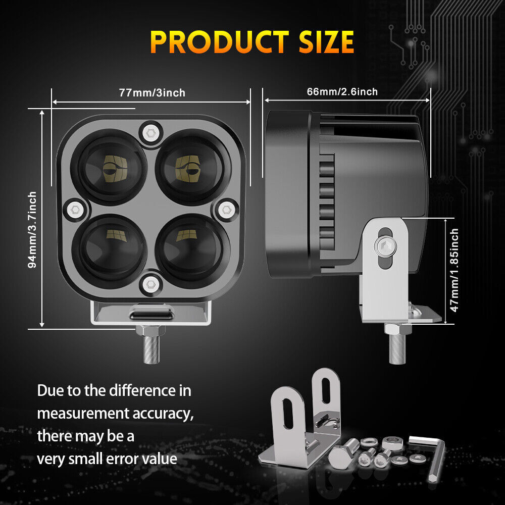 2X LED Work Light Bar Spot Fog Lamp Yellow White Offroad Driving Pods UTV SUV