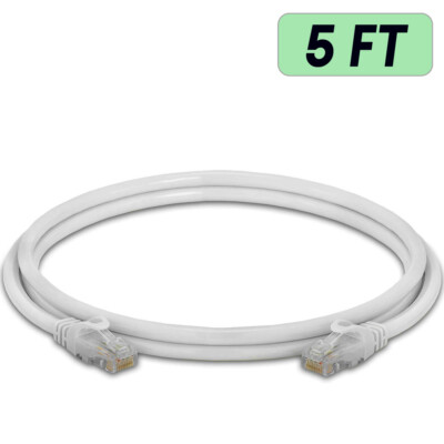 CAT6 Patch Network Cable Rj45 Ethernet 6ft 10ft 25ft 50ft 100ft 200ft lot White