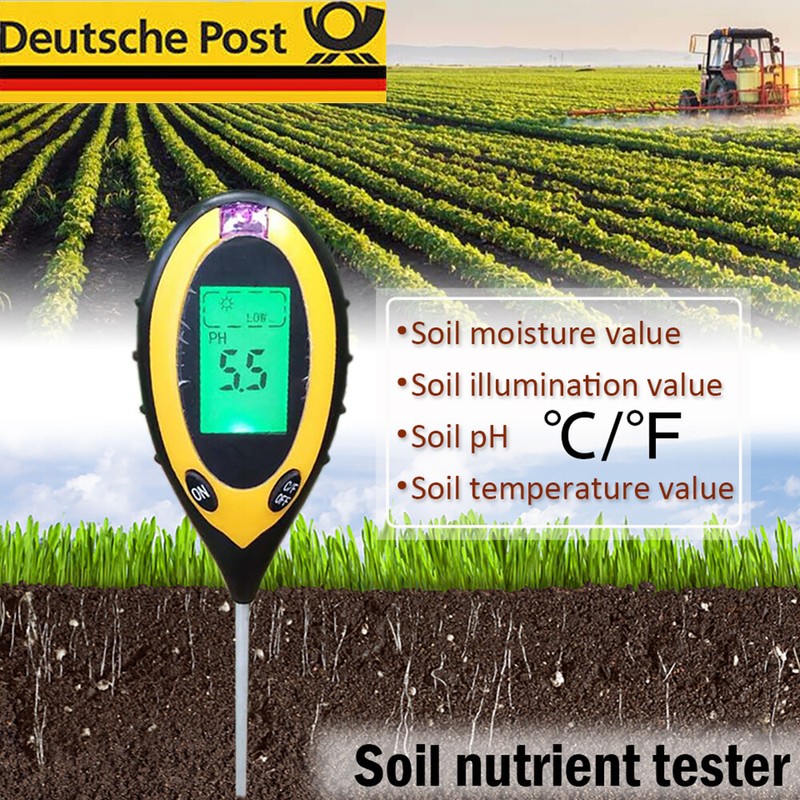 Bodentester Pflanzen Indoor Outdoor PH Wert Messgerät Feuchtigkeitsmesser Licht