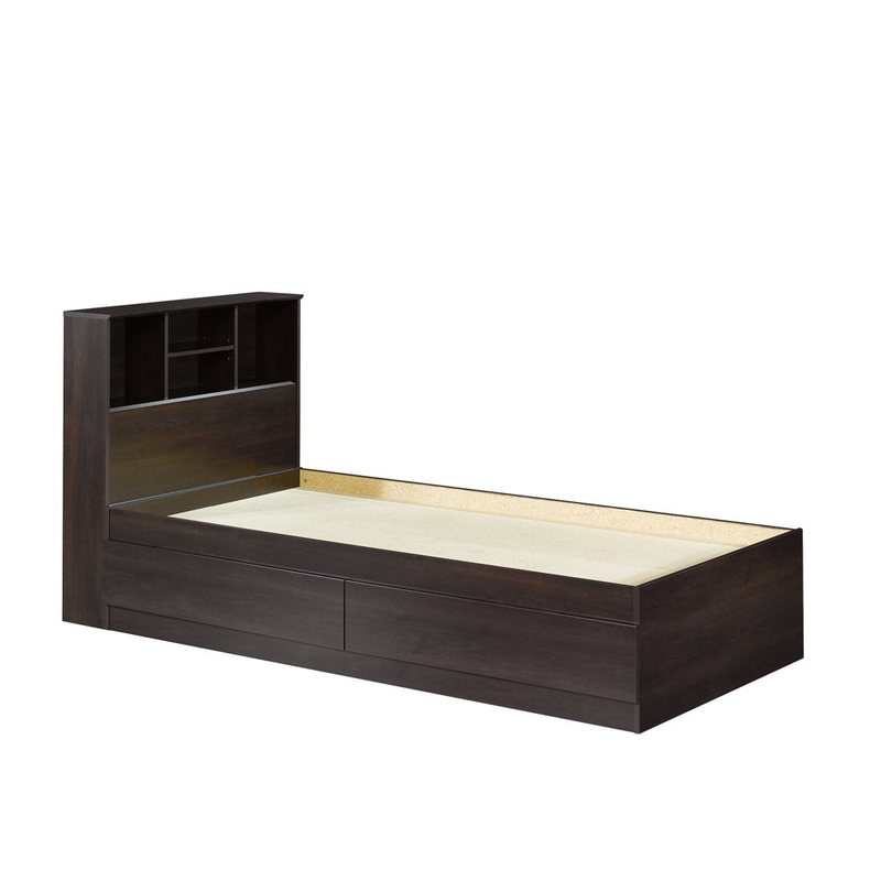 With Storage & Bookcase Headboard Shelving Brown