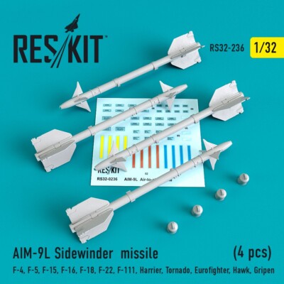 1/32 Reskit RS32-0236 AIM-9L Sidewinder missile (4 pcs)
