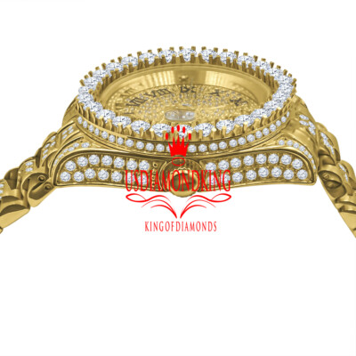 Pre-owned Usdiamondking 18k Yellow Gold Solid Stainless Steel Simulated Diamonds Presidential Watch 41mm