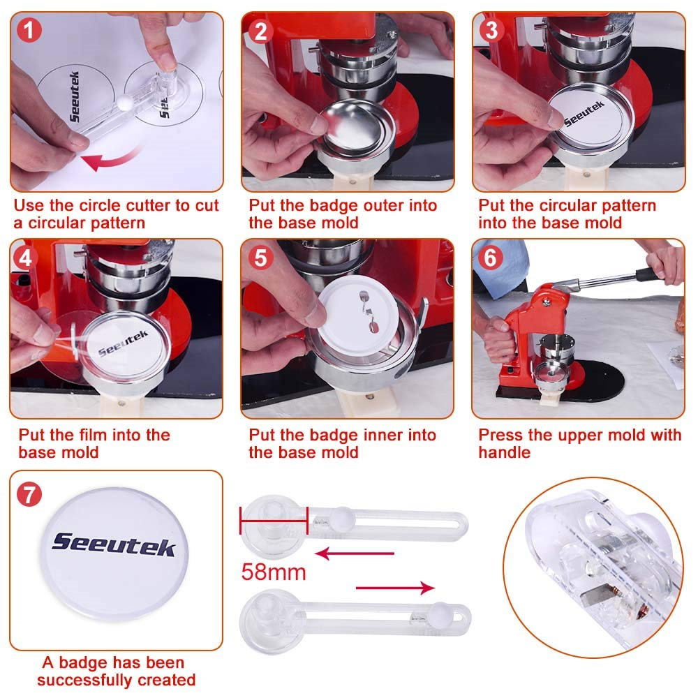 Seeutek 2-1/4 inch 58mm Button Maker Machine DIY
