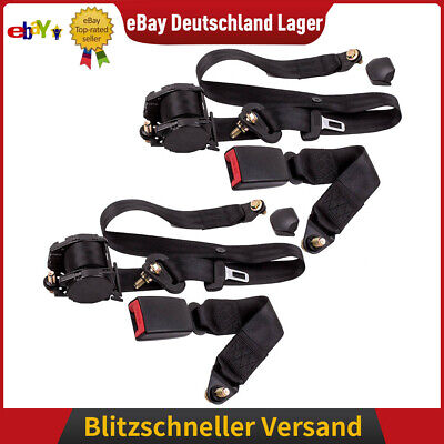 Universal Safety Strap Set of 2 Retractable & Adjustable 3 Point Seat Belts