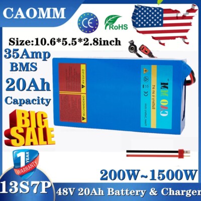 48V 20AH Lithium Battery for 200W-1500W E bike Electric Bicycles Motor 35A BMS