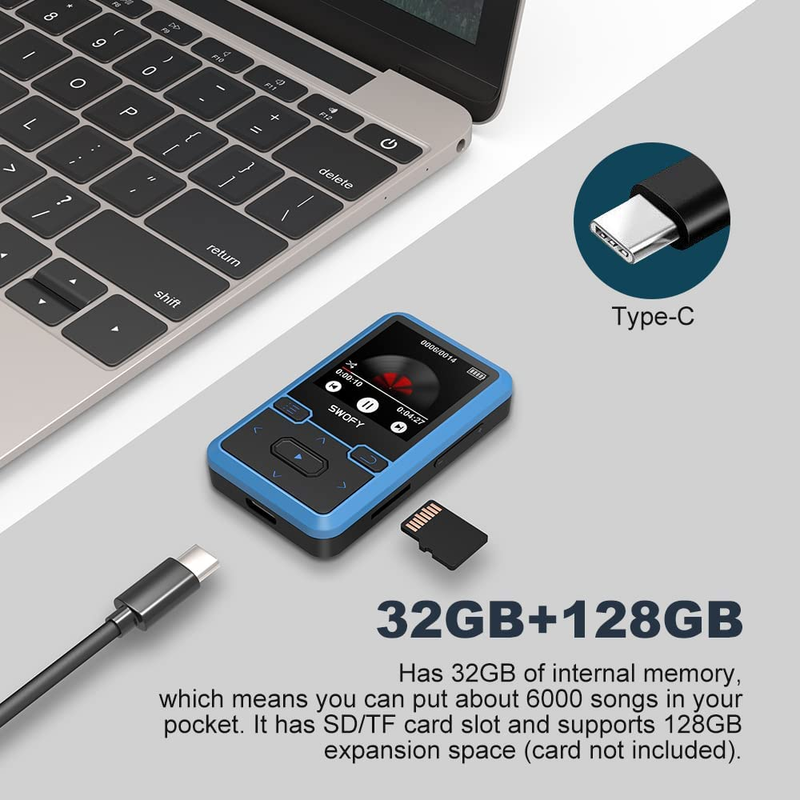 Clip MP3 Player with Bluetooth 5.0 Portable Wearable MP3 &MP4 Player with Pedome