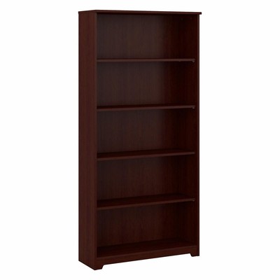 Bush Furniture Cabot Tall 5 Shelf Bookcase in Harvest Cherry