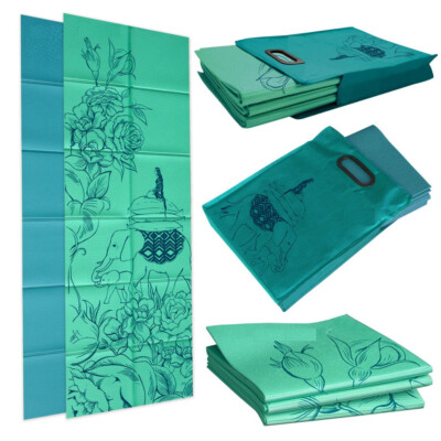 Versatile folding eco-friendly yoga mat with reusable soft cloth tote 
