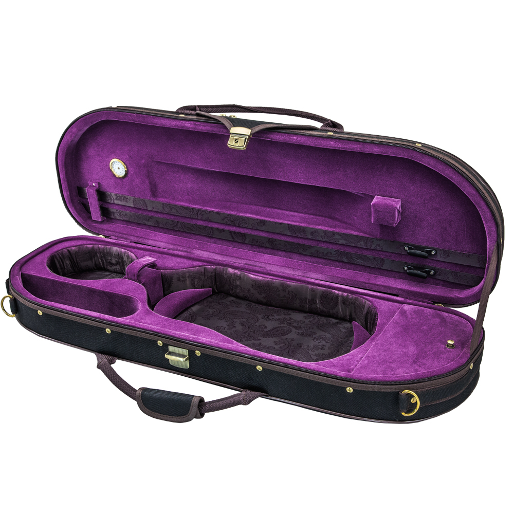 SKY 4/4 Full Size Oblong Violin Case – Lightweight With Hygrometer, Pink Interior