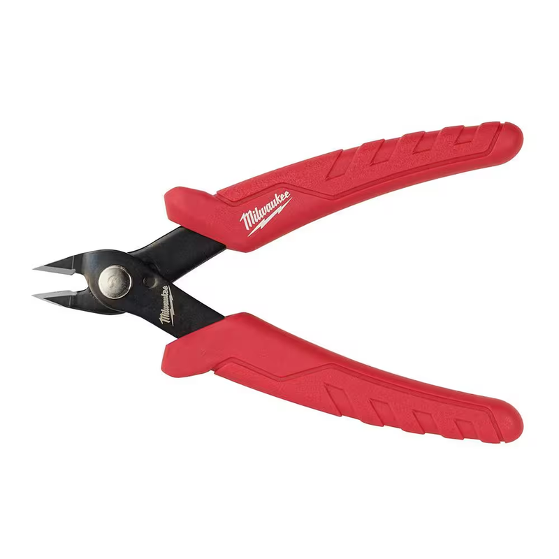 Milwaukee Mini Flush Cutting Pliers 5in Comfort Grip Spring Assisted Wire Cutter